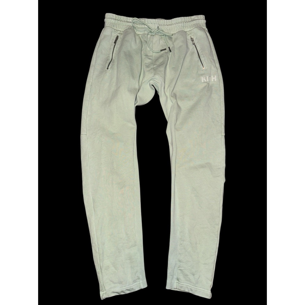 KITH Sweatpant Joggers Mens L Mint Green Tapered Zip Pockets Drawstring Lounge